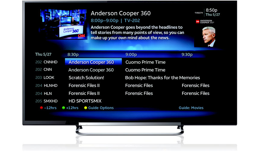 tv guide screen with anderson cooper