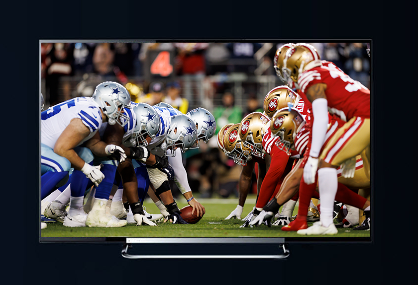 homepage hero TV screen of NFL player
