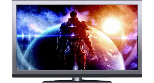 TV screen showing space explorer